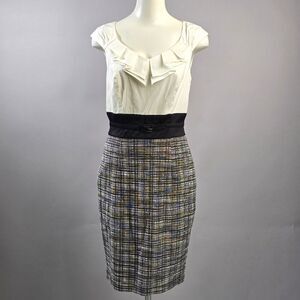 White House Black Market Plaid Pencil Skirt with Black Waistband (Rack9)